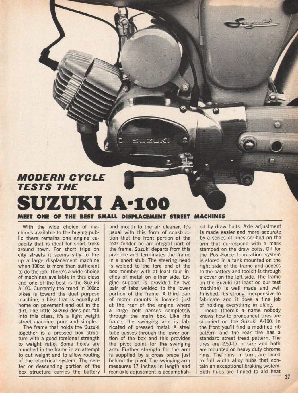1968 Suzuki A-100 Charger - 3-Page Vintage Motorcycle Road Test Article