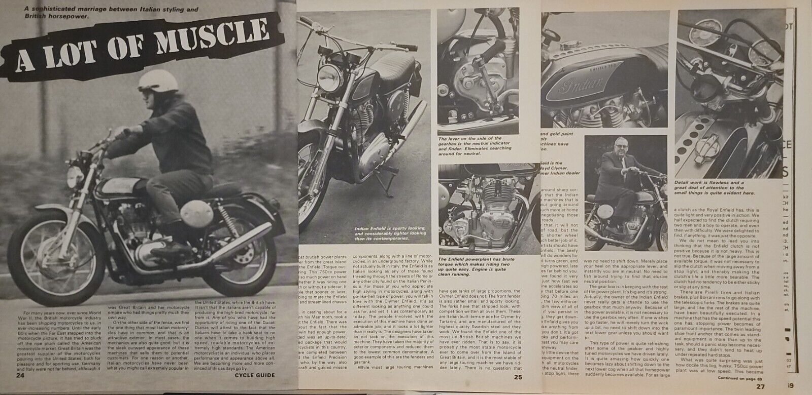 1969 Indian Enfield 6pg motorcycle Test Article