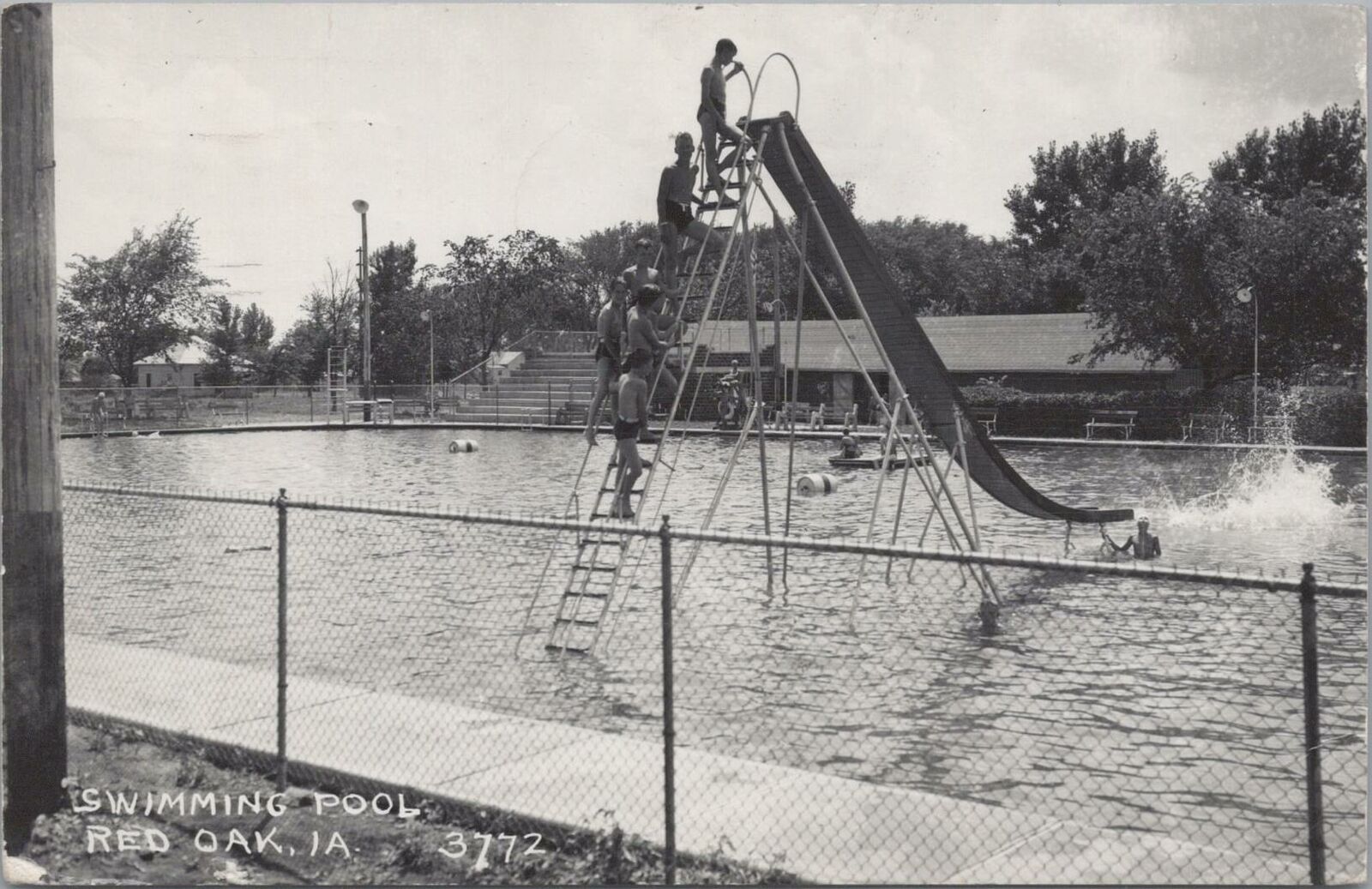 RPPC Postcard Swimming Pool Red Oak Iowa 1955