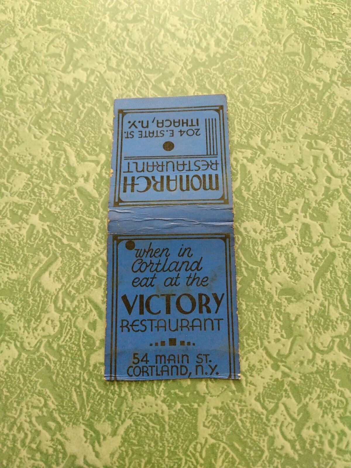 Vintage Matchbook Cover VM1 Collectible New York Ithaca Cortland victory monarch