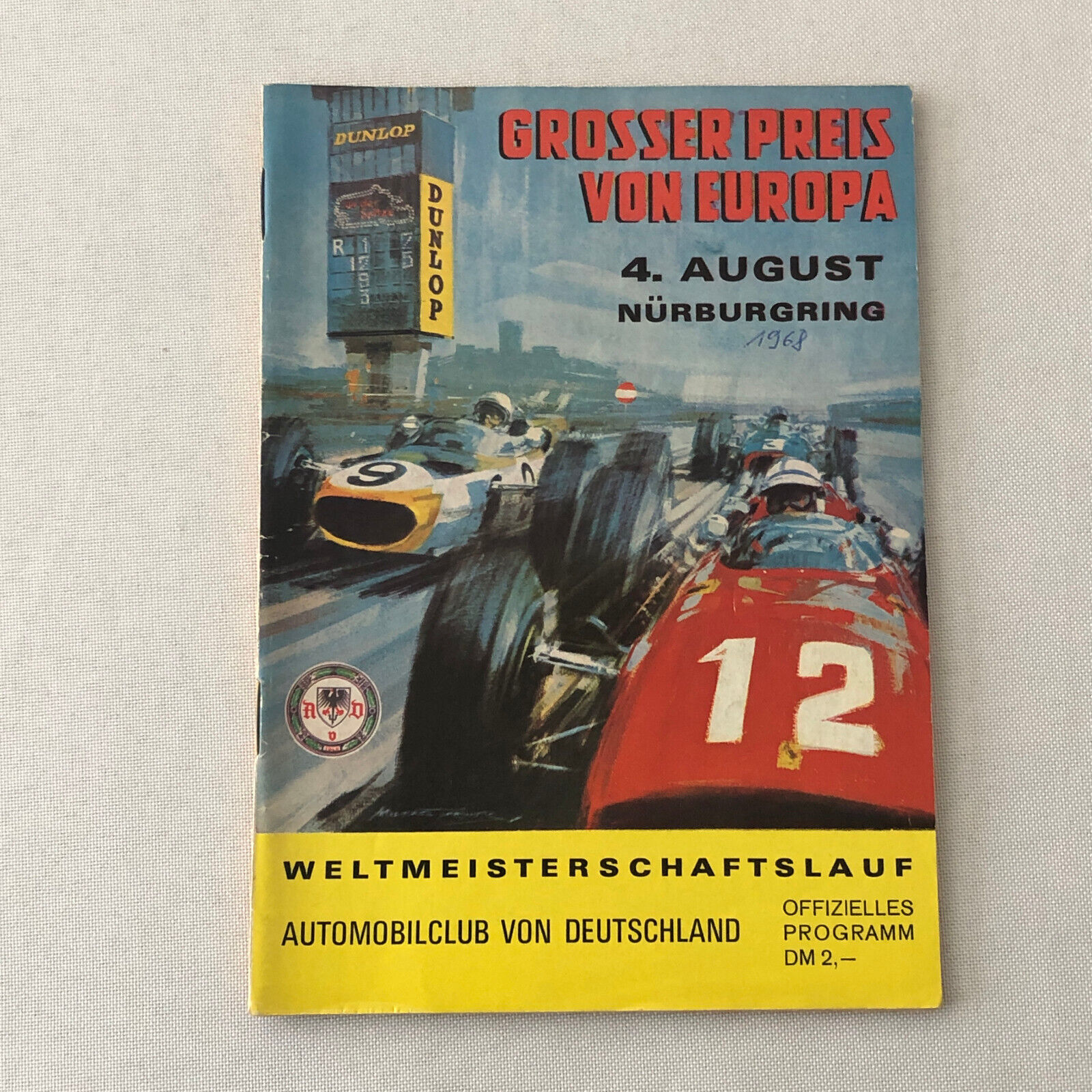 1968 AVD Nurburgring German Grand Prix Racing Race Program Book German
