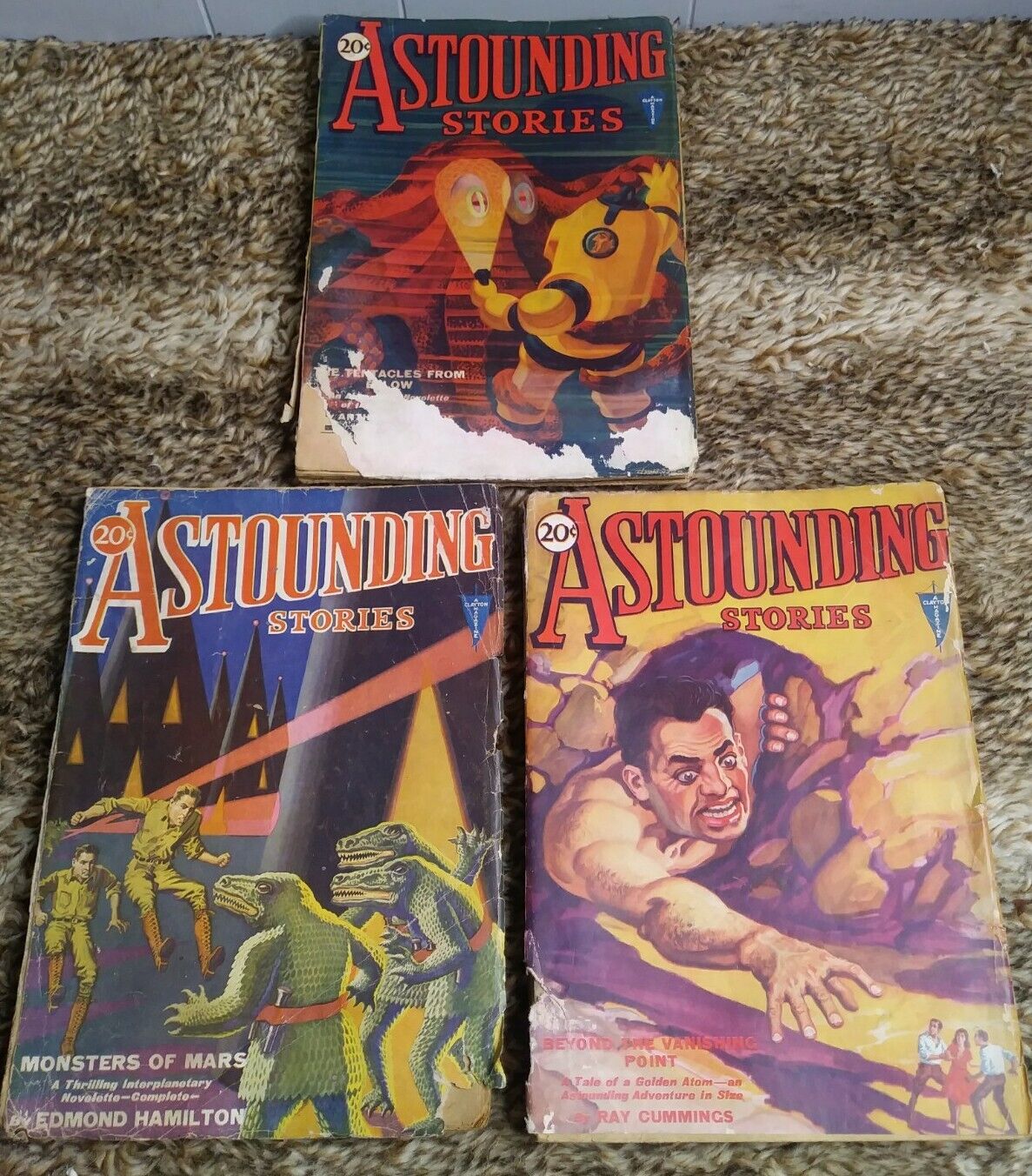 Vtg 1931 Astounding Stories Monsters of Mars, The Tentacles from Below Magazines