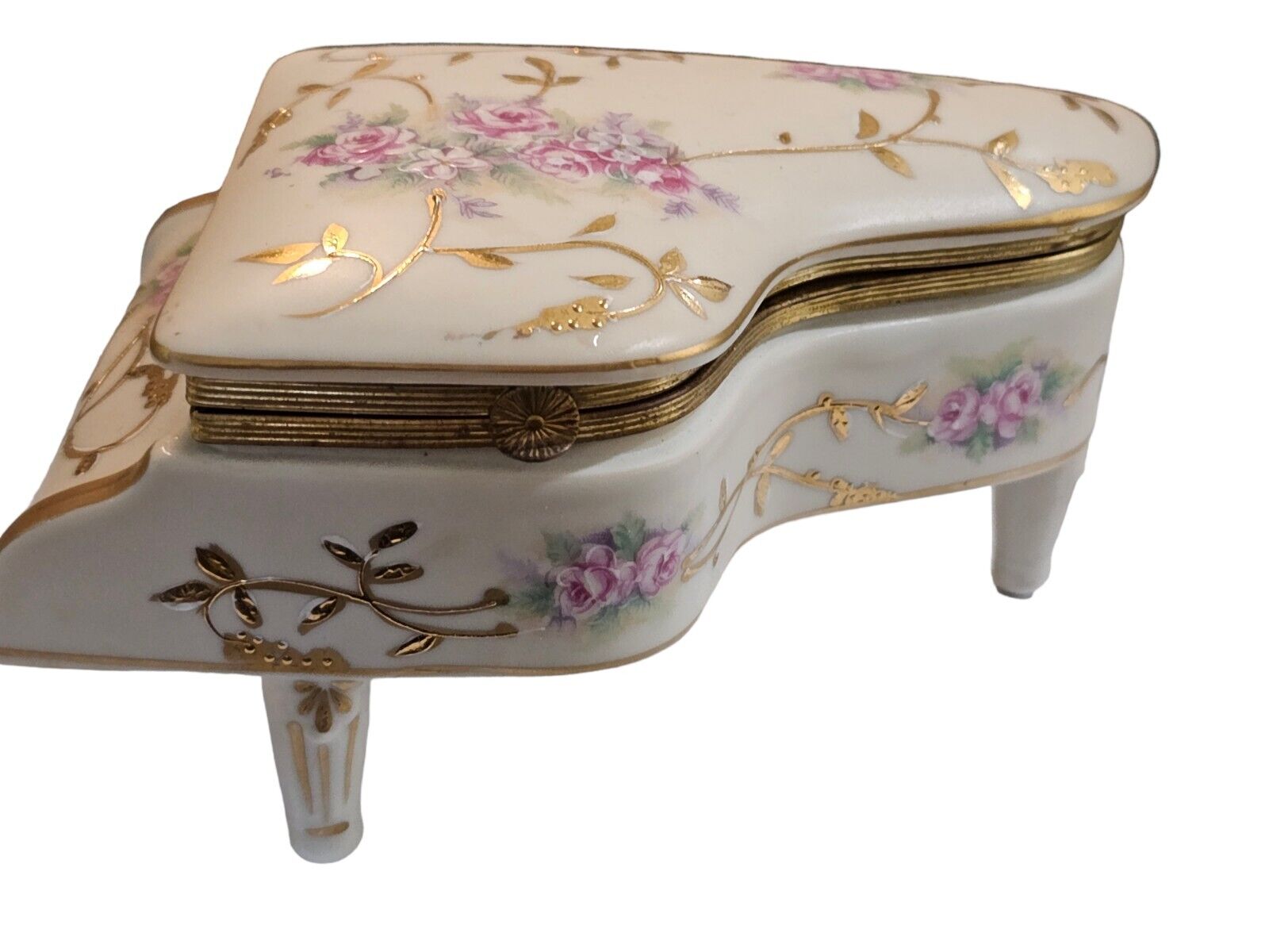 Music box MIM Lador Switzerland piano WindUp porcelain Music Box Hand Painted 