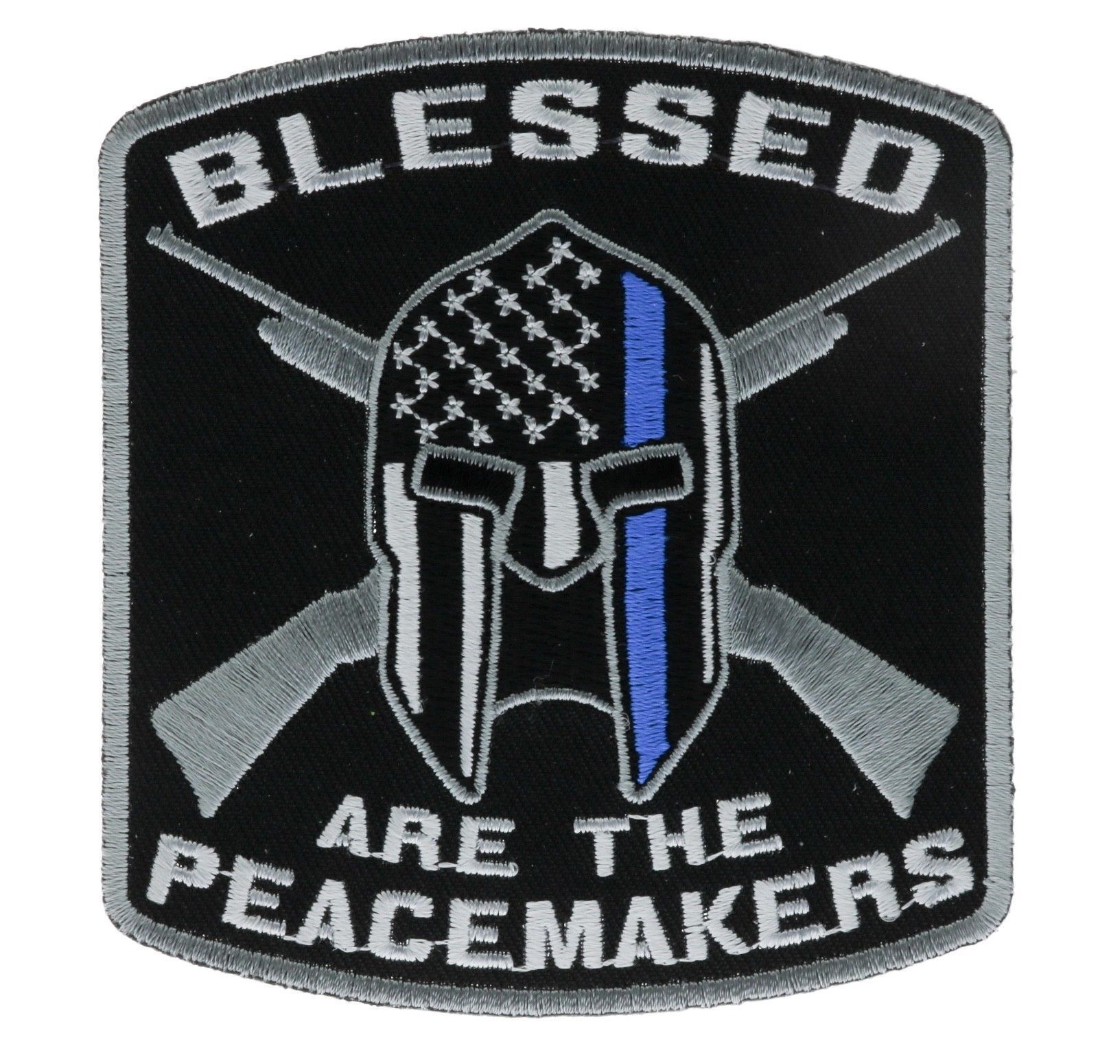 Blessed Peacemakers Thin Blue Line Law Enforcement 4 inch Patch IVAN4622 F1D6E