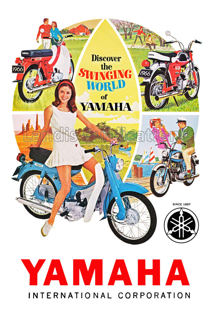 Vintage 1966 Yamaha Motorcycle Poster - Swinging World of Yamaha