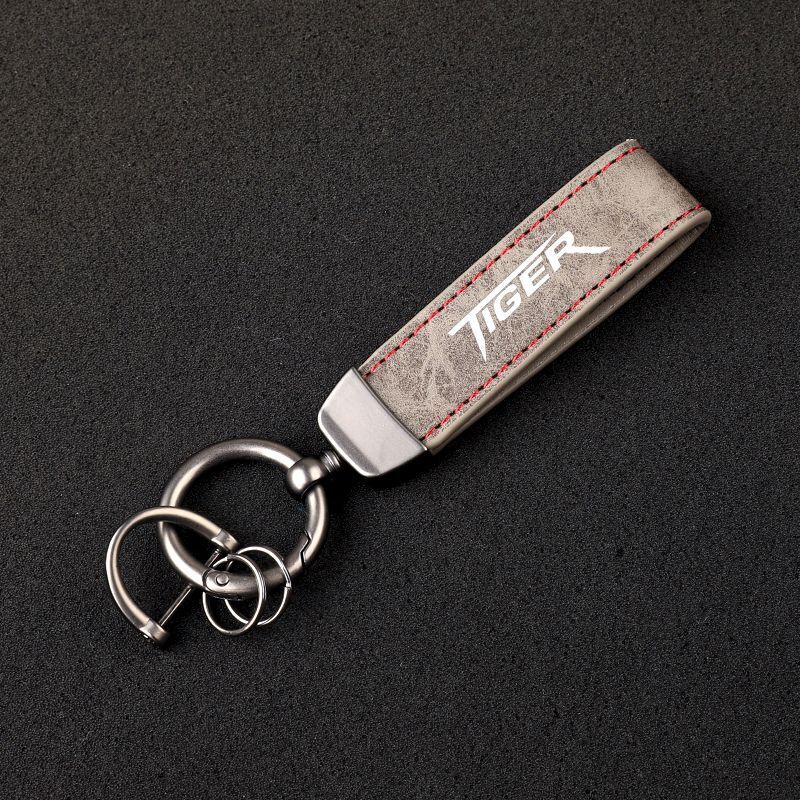 Leather  Motorcycle Keychain For TRIUMPH TIGER TRIDENT Key Pendant Rings Gift