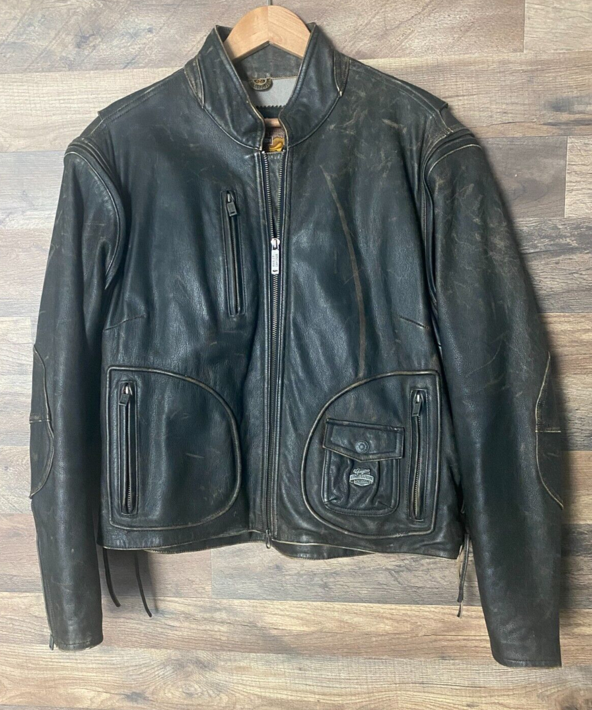 Harley Davidson Womens Leather Pan Head Jacket Vest Size 2XL Distressed