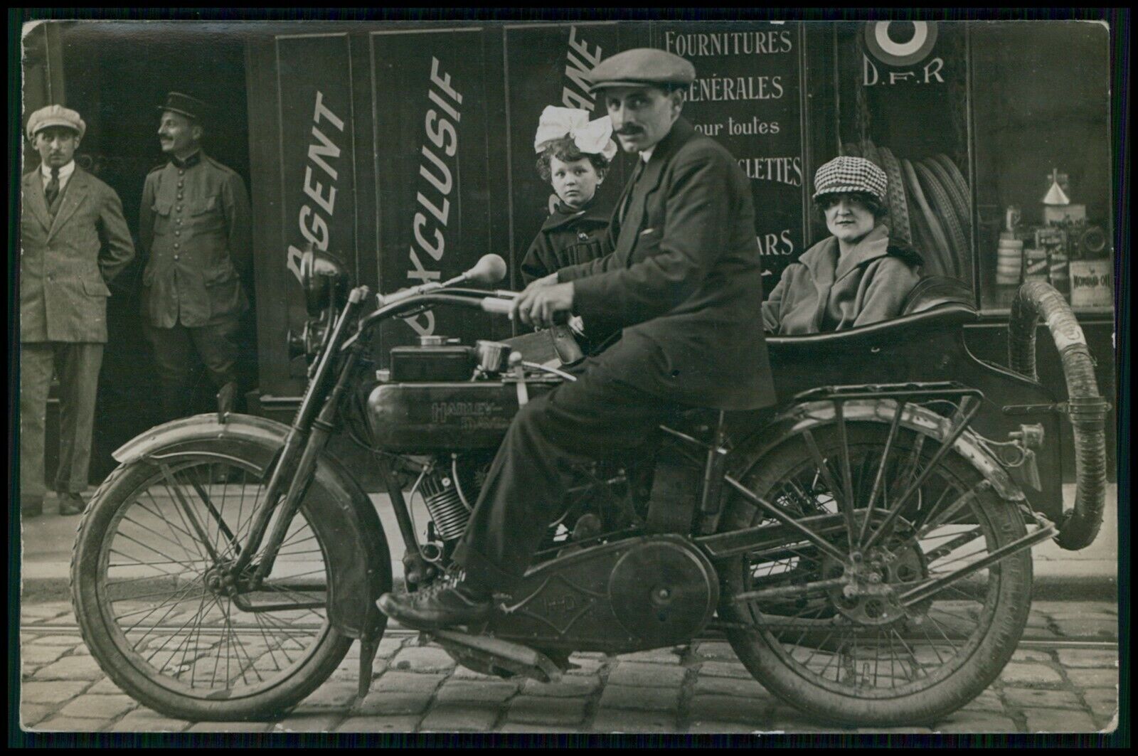 Motorcycle Harley-Davidson bike in France original 19520s Photo postcard