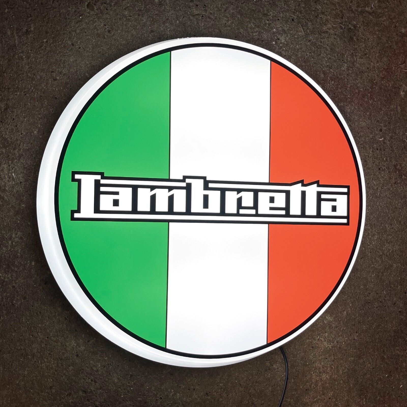 LAMBRETTA ITALIAN FLAG LED ILLUMINATED WALL LIGHT SIGN GARAGE MOPED SCOOTER MOD