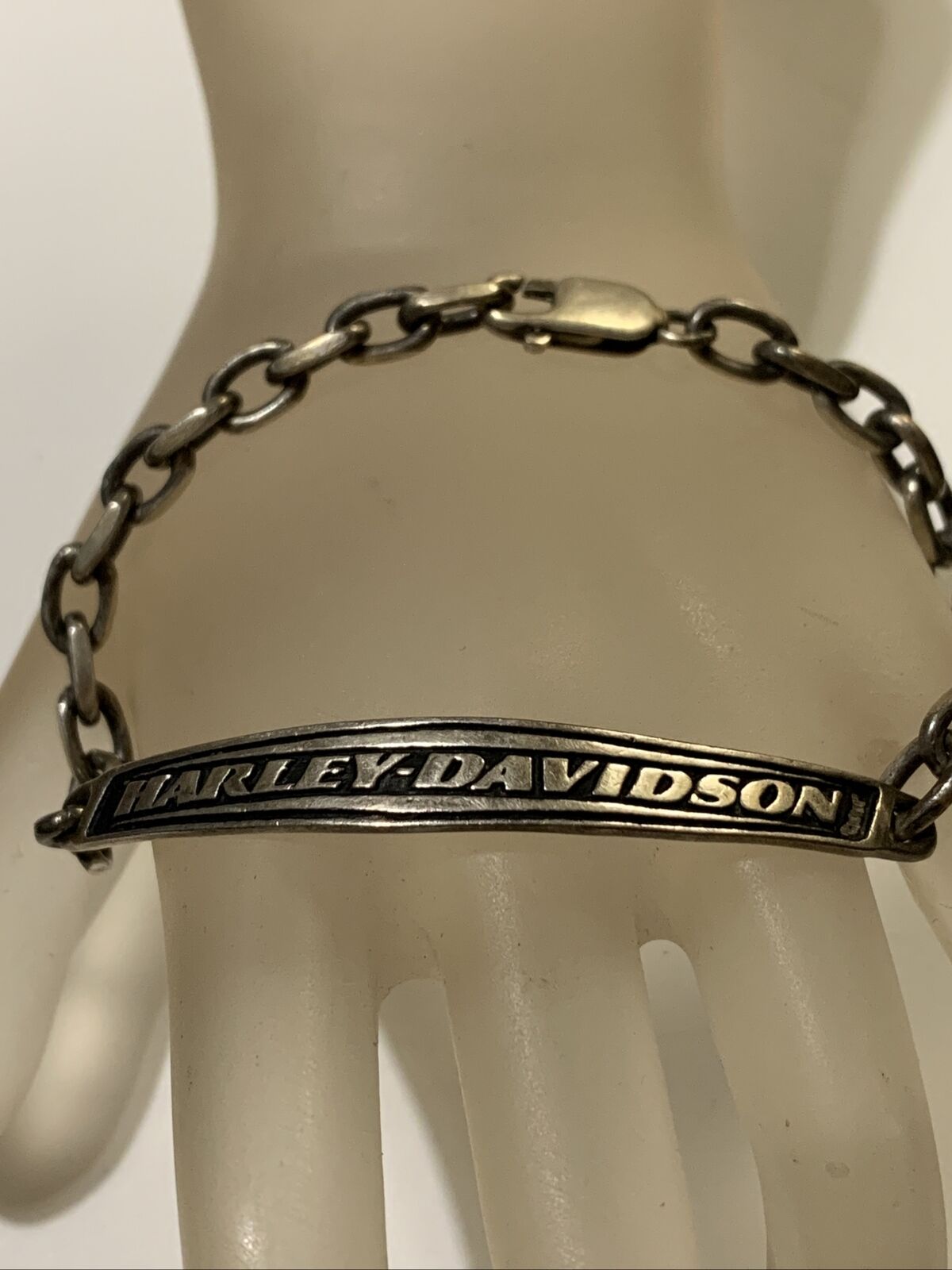 VTG Sterling Silver Harley Davidson Spell Out Table Unisex Bracelet