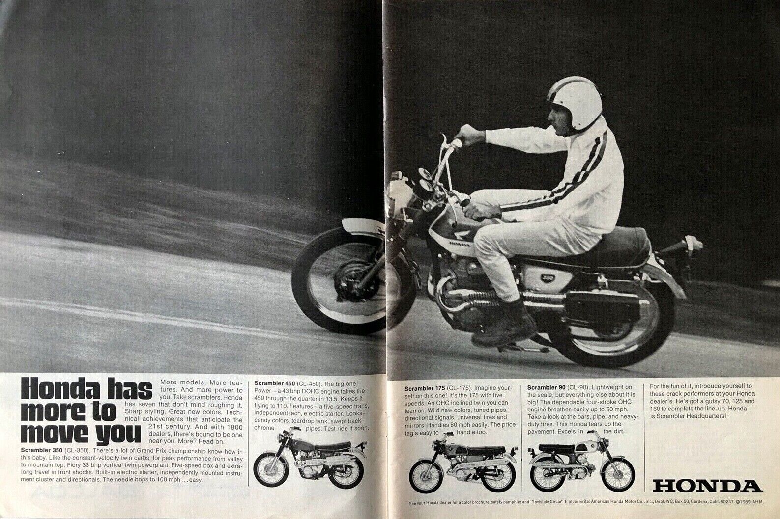Vintage 1969 Honda motorcycle original ad