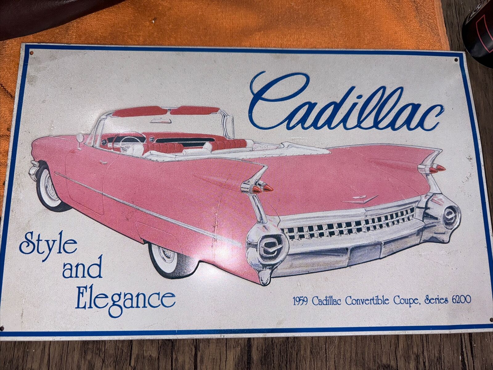 1959 Cadillac Convertible Coupe Series 6200 Tin Sign 15.5 x 9.5 Made in USA