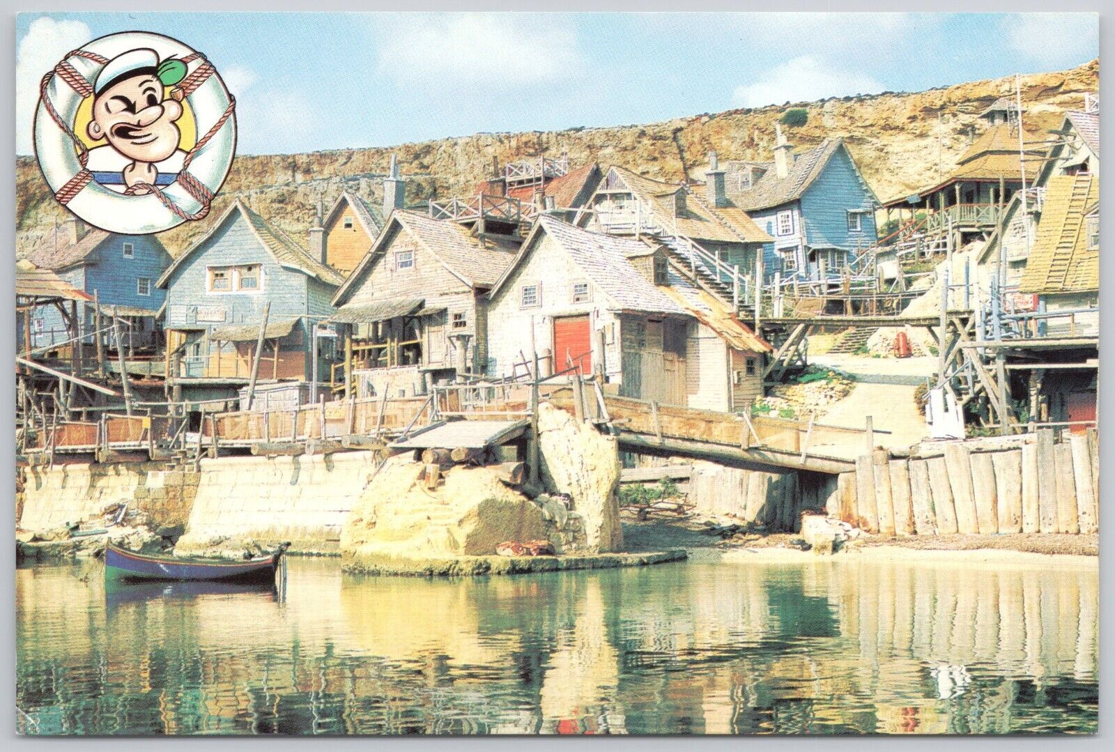 Anchor Bay, Malta Vintage Postcard, Sweethaven Village, Popeye Village