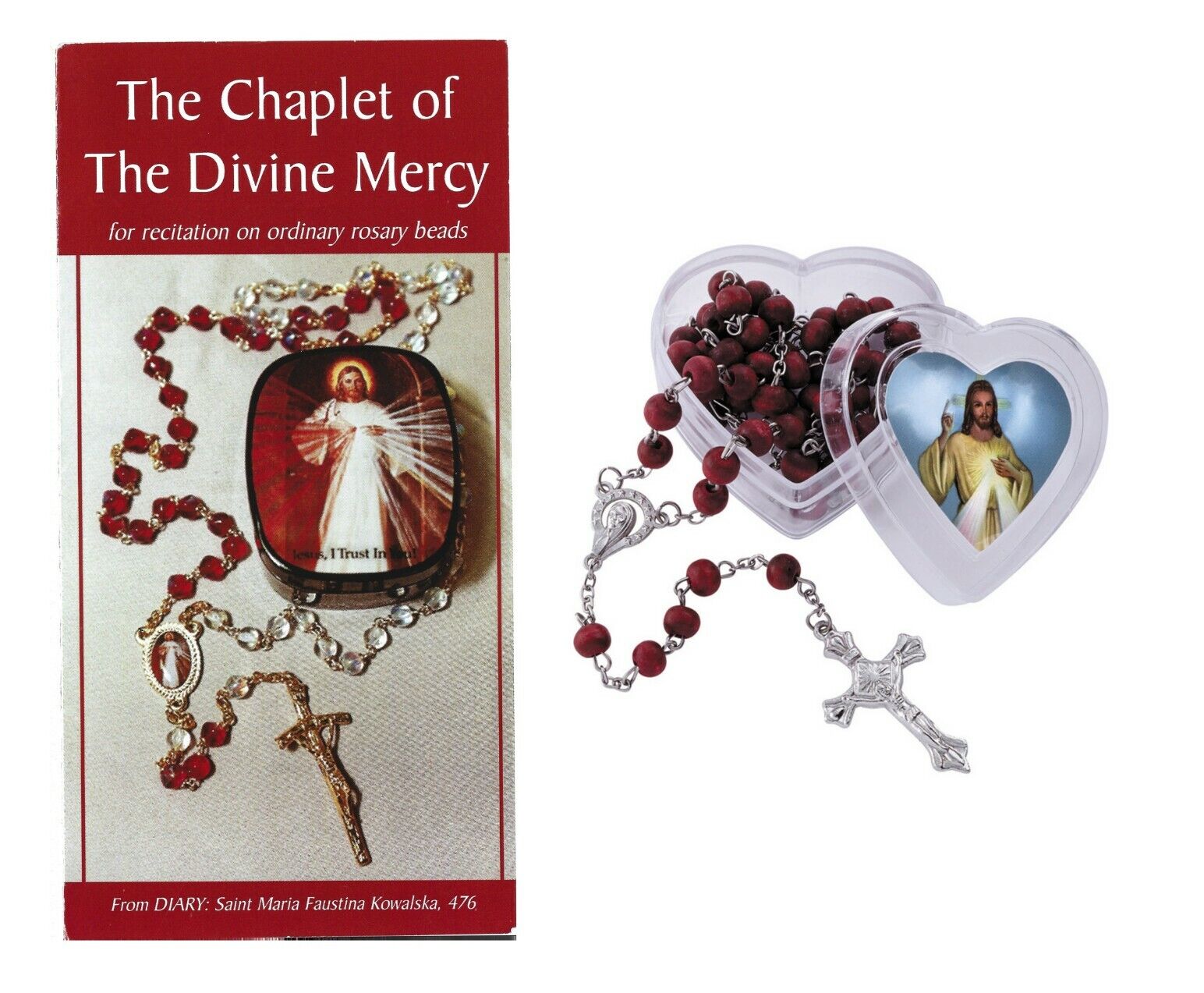 Chaplet of the Divine Mercy Jesus Pamphlet & Rose Scented Rosary Jesus I Trust