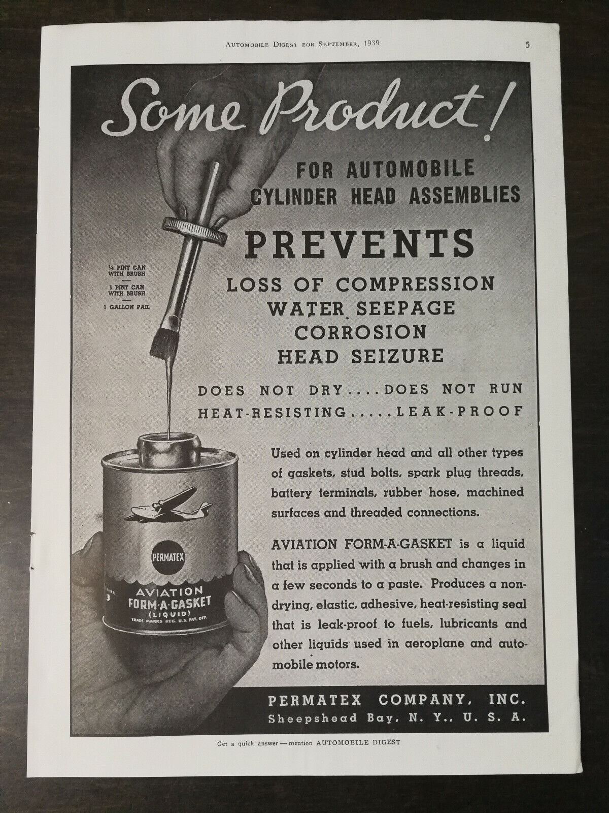 Vintage 1939 Permatex Penetrating Oil Full Page Original Ad 1221