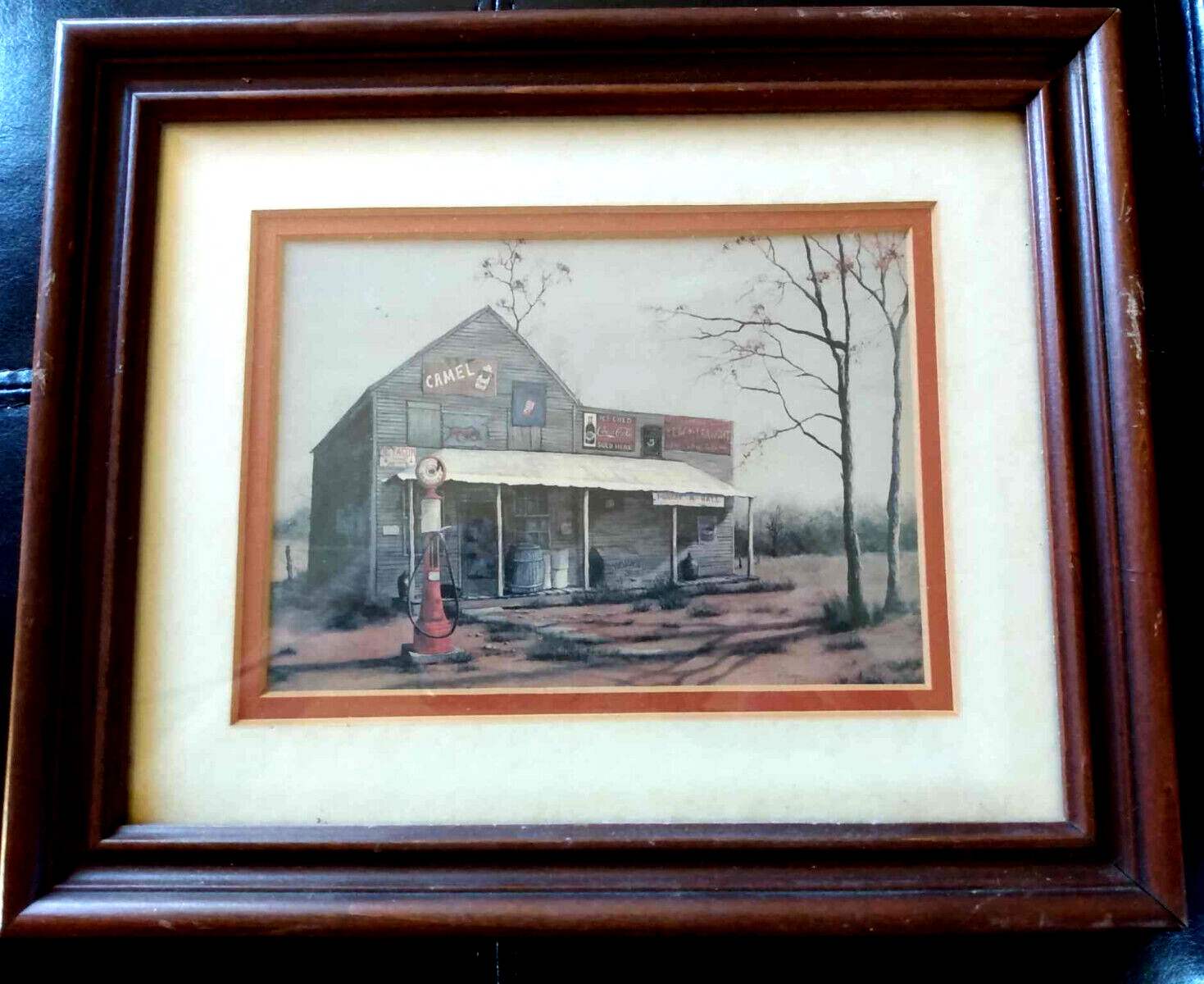Vintage Print of Jim Harrison Coca Cola Painting Gas Station Corner Store Frame