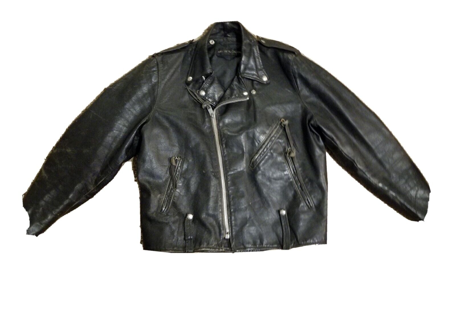 HARLEY-DAVIDSON BLACK LEATHER MOTORCYCLE JACKET-HEAVY WEIGHT CLASSIC VINTAGE 