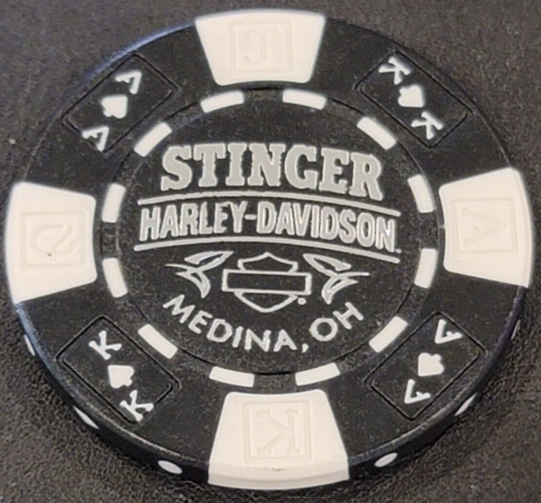 STINGER HD ~ OHIO (Black AKQJ) Harley Davidson Poker Chip