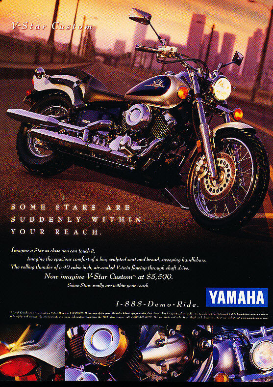 1998 Yamaha V-Star Motorcycle - stars - Vintage Advertisement Ad A26-B