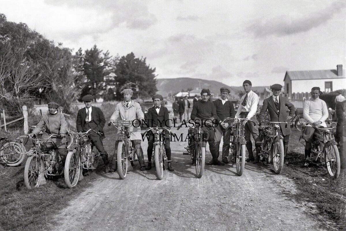1914 MOTORCYCLE HILLCLIMB RACING LINEUP 24x36 PHOTO HARLEY DAVIDSON INDIAN YALE+
