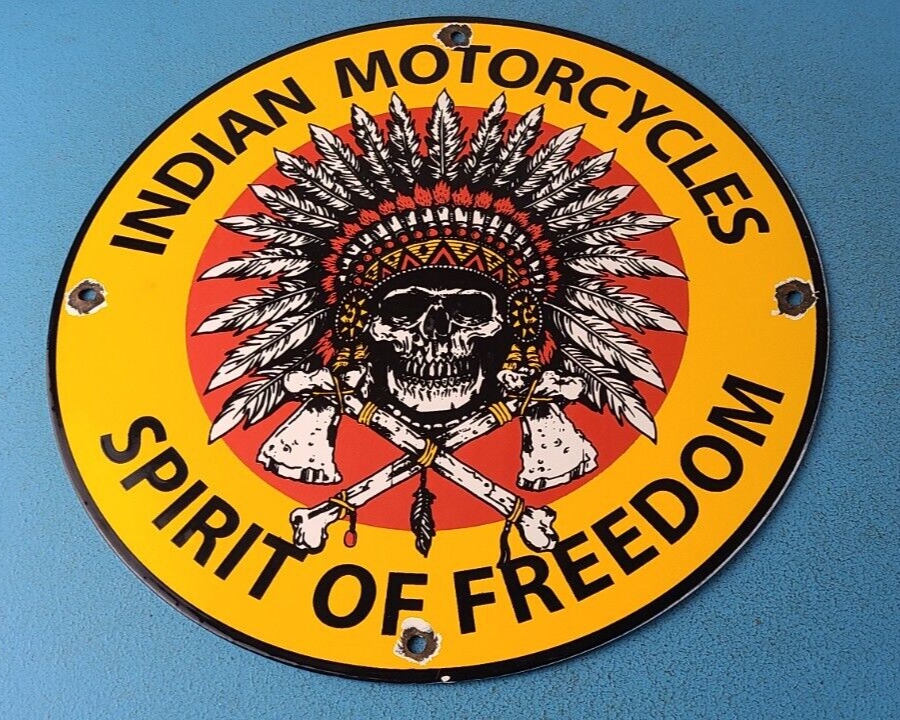 Vintage Indian Motorcycles Sign - Gas Pump Service Station Porcelain Sign