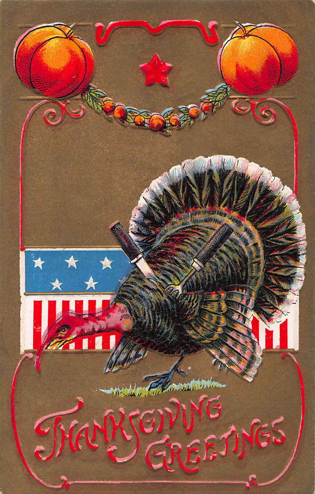 Thanksgiving Day, Patriotic Postcards, 3 Different Early cards, 1907-1910, Used