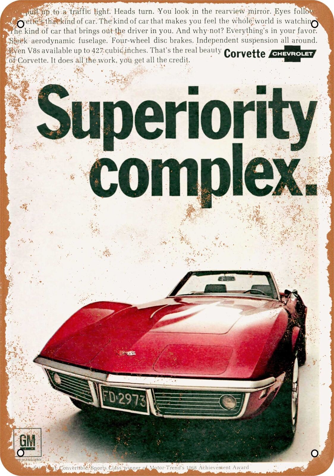 Metal Sign - 1968 Chevrolet Corvette - Vintage Look Reproduction 2