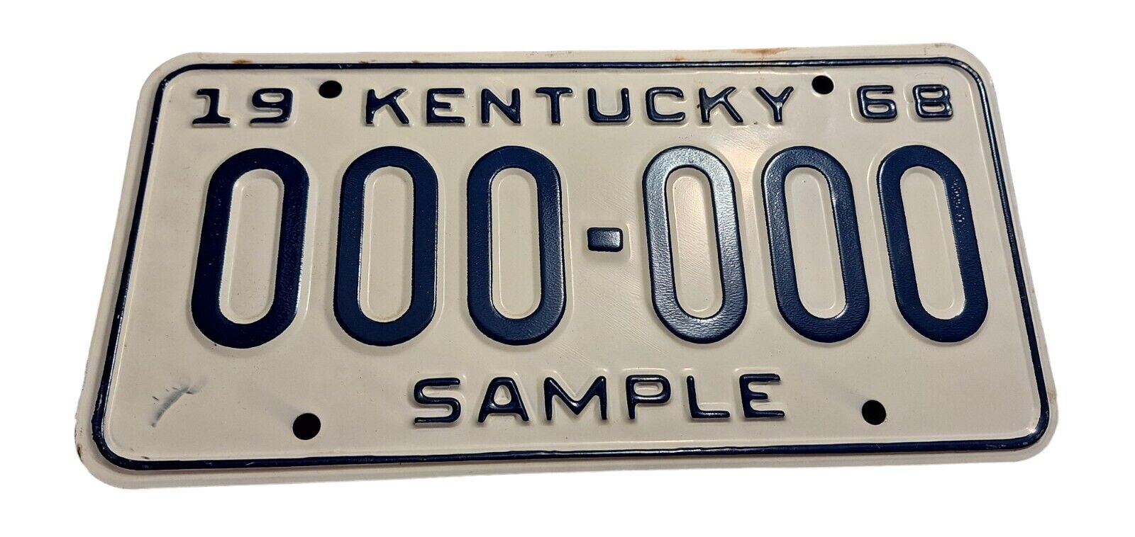 Vintage Kentucky 1968 SAMPLE License Plate # 000-000