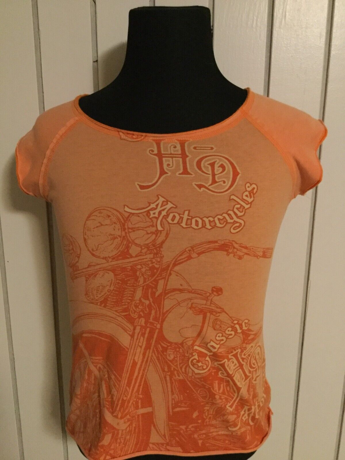 Harley Davidson Women\'s Large T Shirt.  Orange Susquehanna Valley H-D NWOT