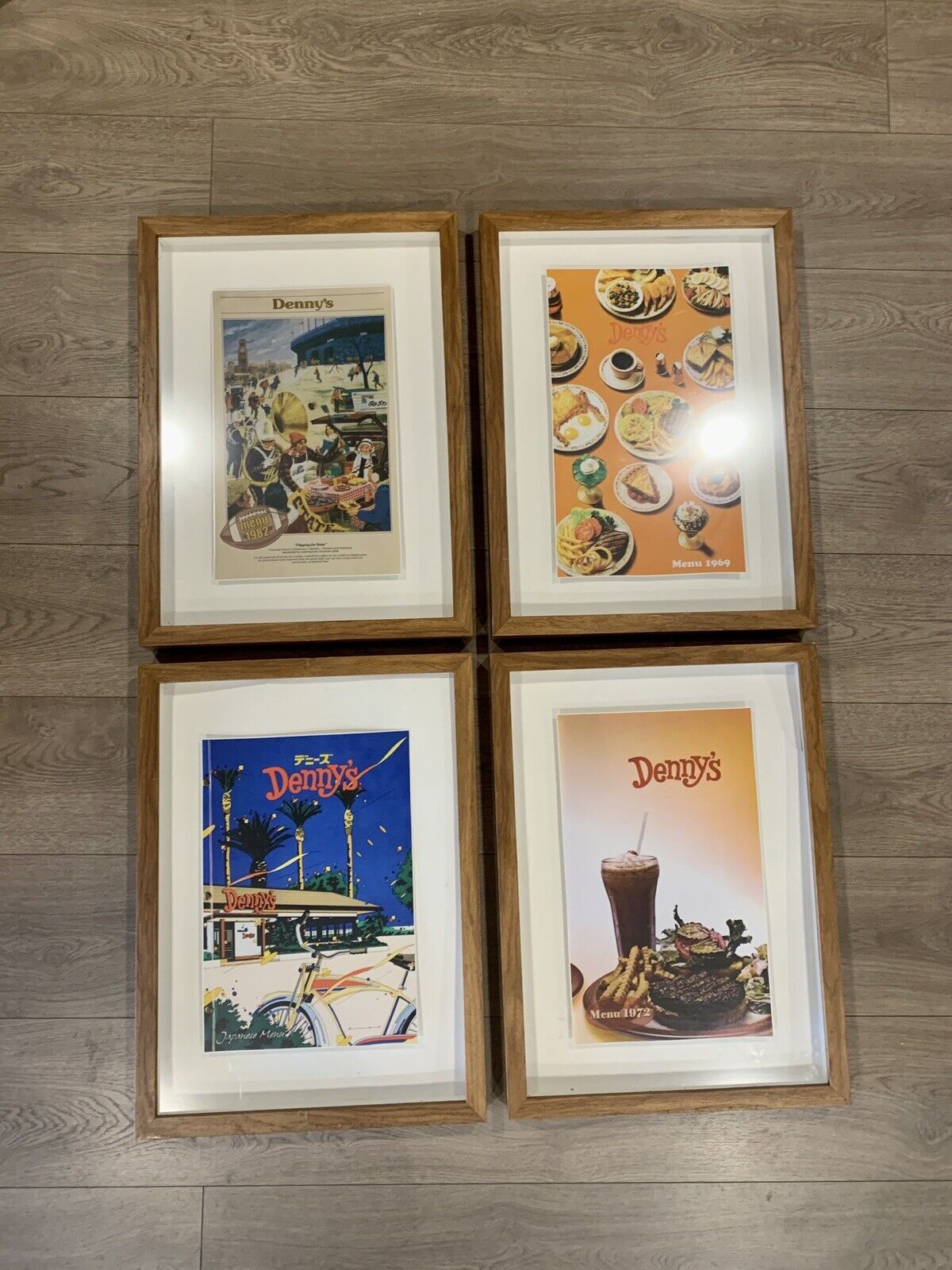 Vintage Denny’s Restaurant Framed Artwork Shadow Box Set Of 4 18”x24”