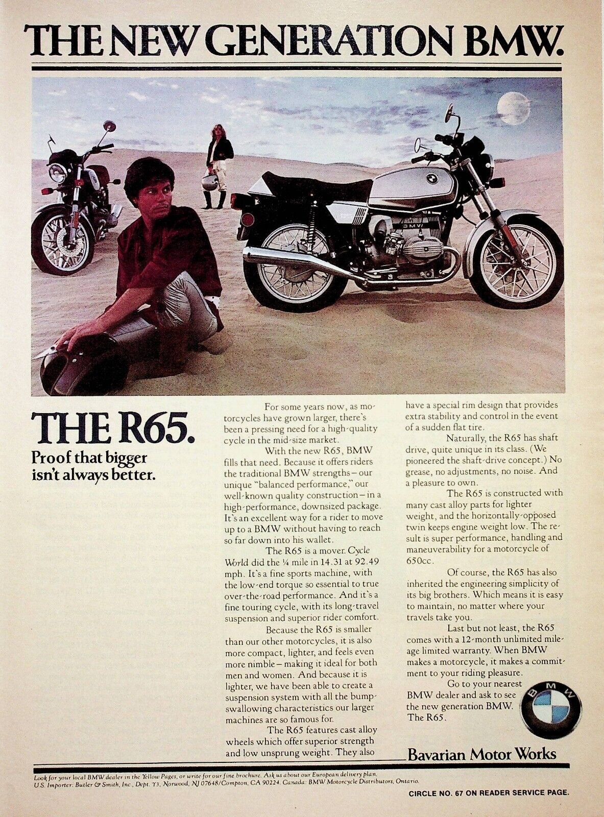 1979 BMW R65 - Vintage Motorcycle Ad