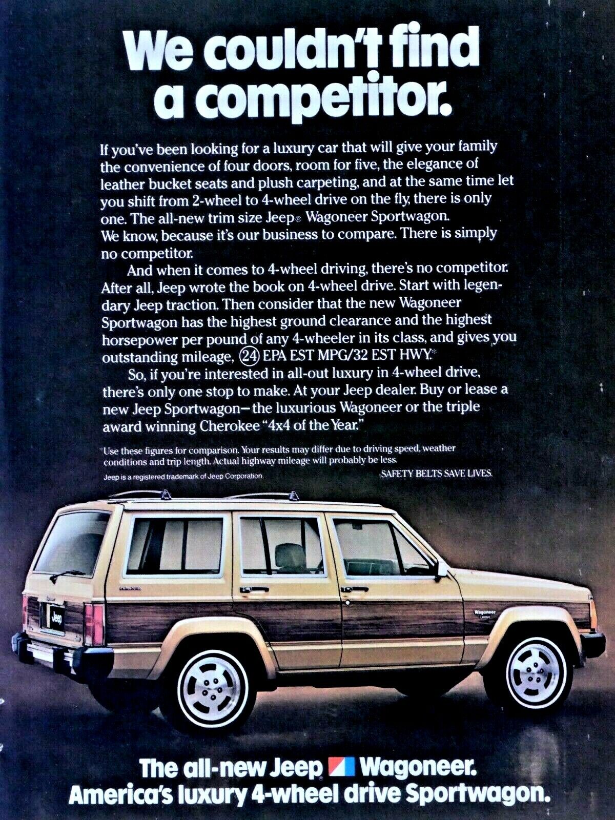 1984 Jeep Cherokee Vintage We Couldn\'t Find A Competitor Original Print Ad 8x11\