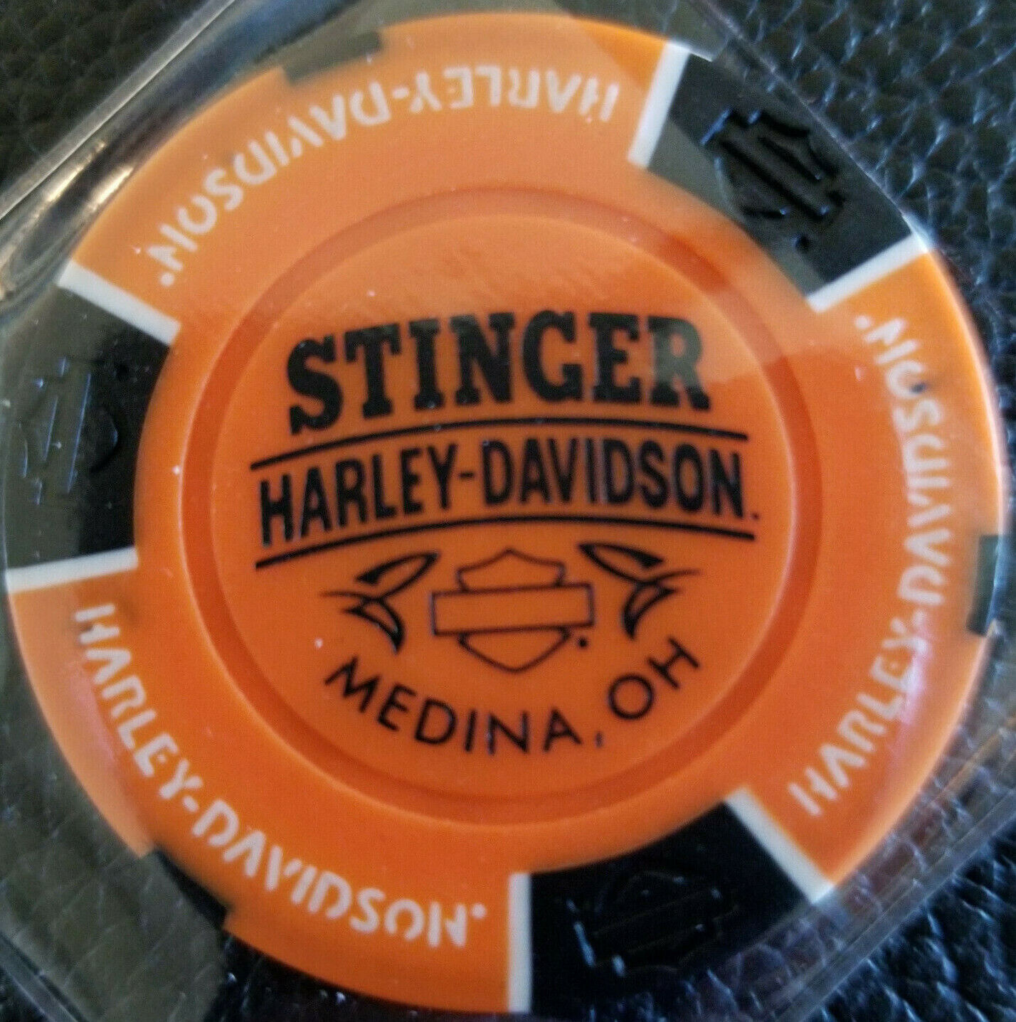 STINGER HD ~ OHIO ~ (Orange/Black) Harley Davidson Poker Chip