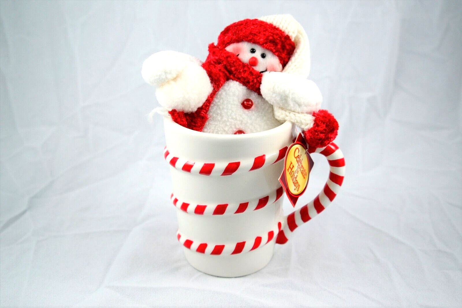 Rite-Aid Candy Cane Mug Cup Coffee Tea Hot Cocoa w/Snowman 22oz #936748-MMIV
