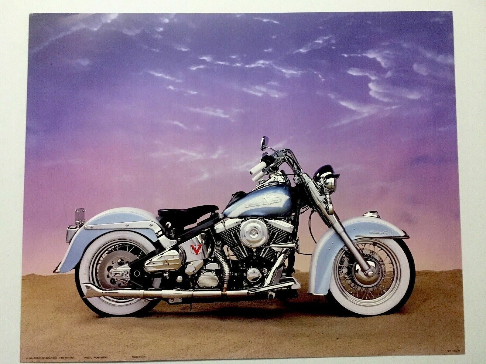 Harley Davidson Light Blue Poster Vintage 1993 16x20 Wall Art Print NOS MT-1004B