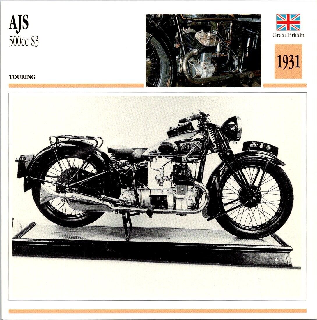AJS 500cc S3 Touring 1931 Great Britian Edito Service Atlas Motorcycle Card