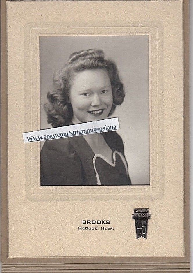 Ardis Dran-1945 Original Graduation Photo-McCook Nebraska-Brooks Photographer 