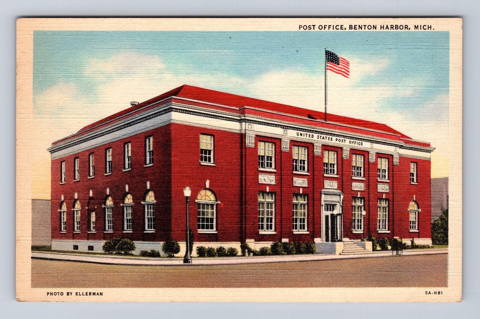 Benton Harbor MI-Michigan, U.S. Post Office, Antique Vintage Souvenir Postcard