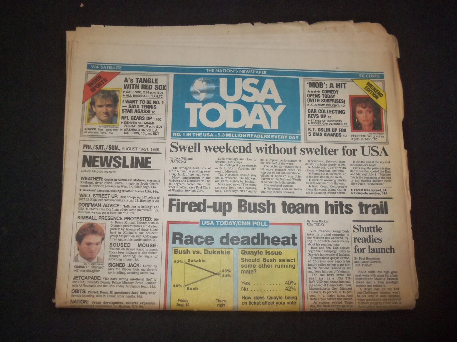1988 AUGUST 19-21 USA TODAY NEWSPAPER - FIRED-UP BUSH TEAM HITS TRAIL - NP 7769