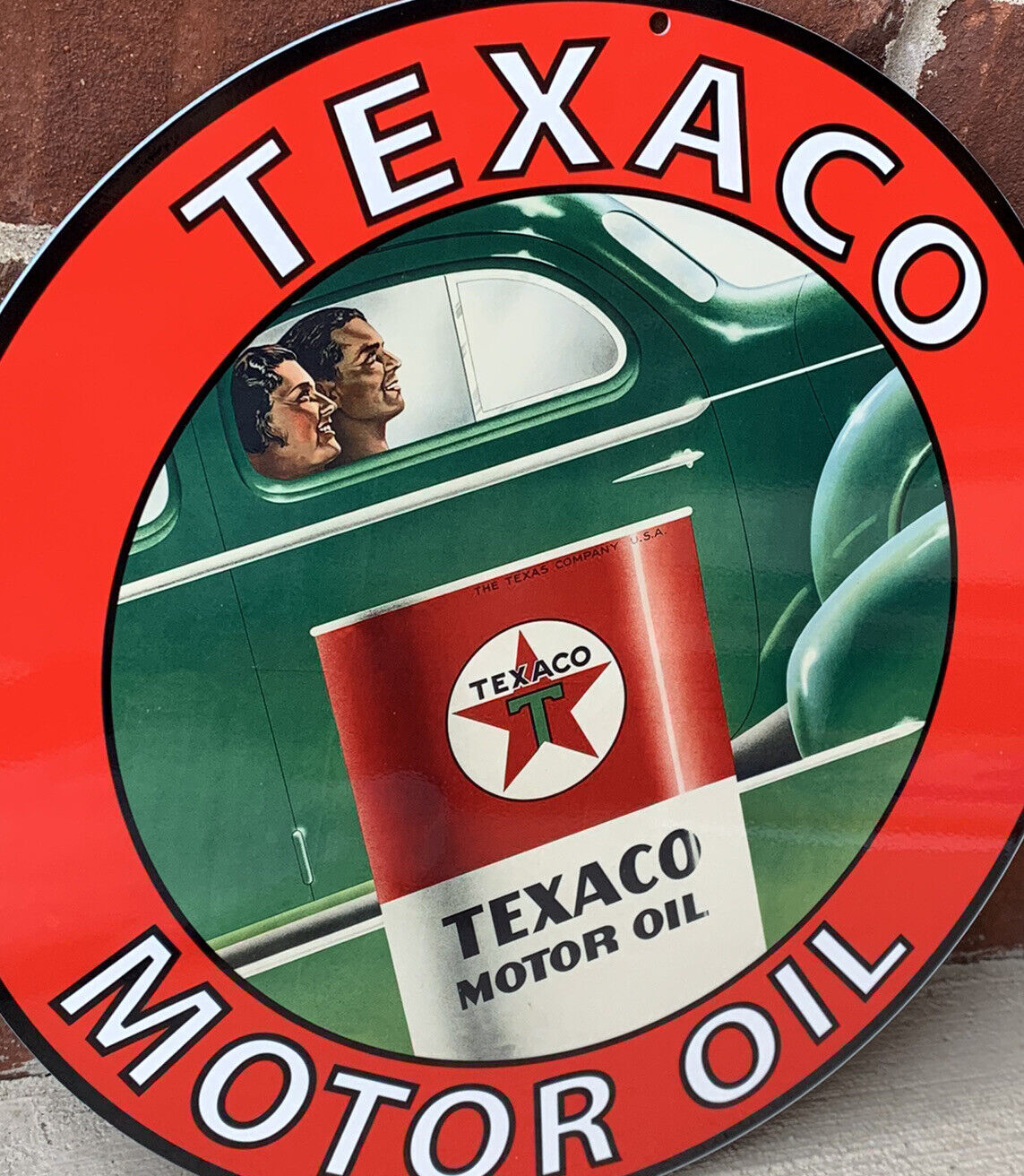 Vintage Style Texaco Motor Oil Can Gasoline  Gas Steel Metal  Sign