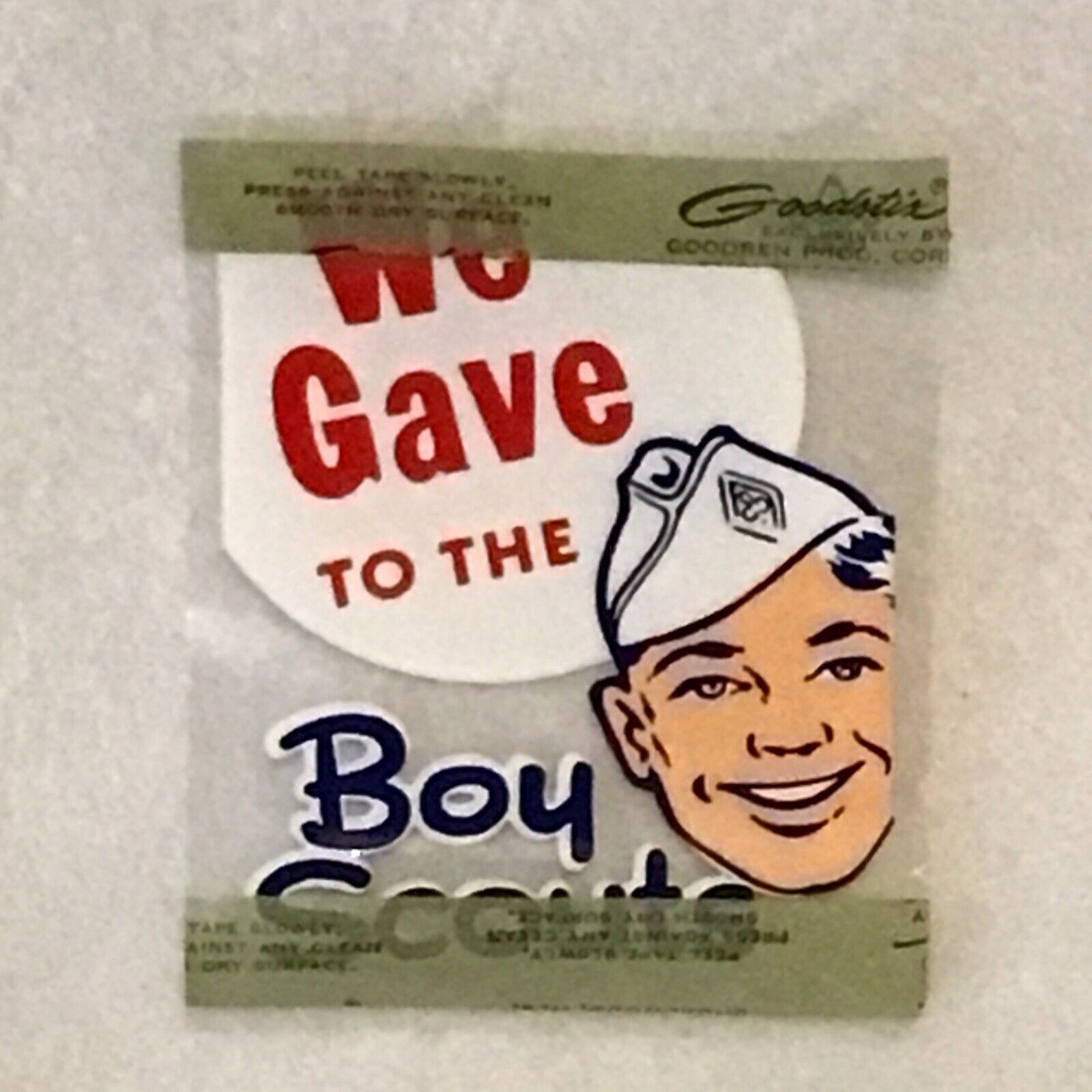 NOS Vintage 50s/60s Gooden Goodstix Prod BSA We Gave To The Boy Scouts Sticker