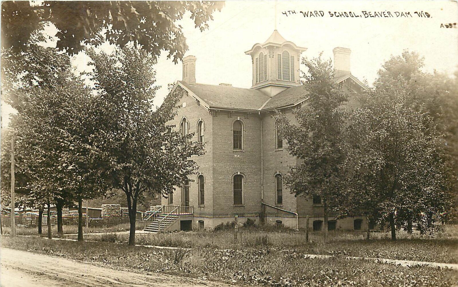 c1907 RPPC Postcard; 4th Ward School, Beaver Dam WI A537 Dodge County Unposted