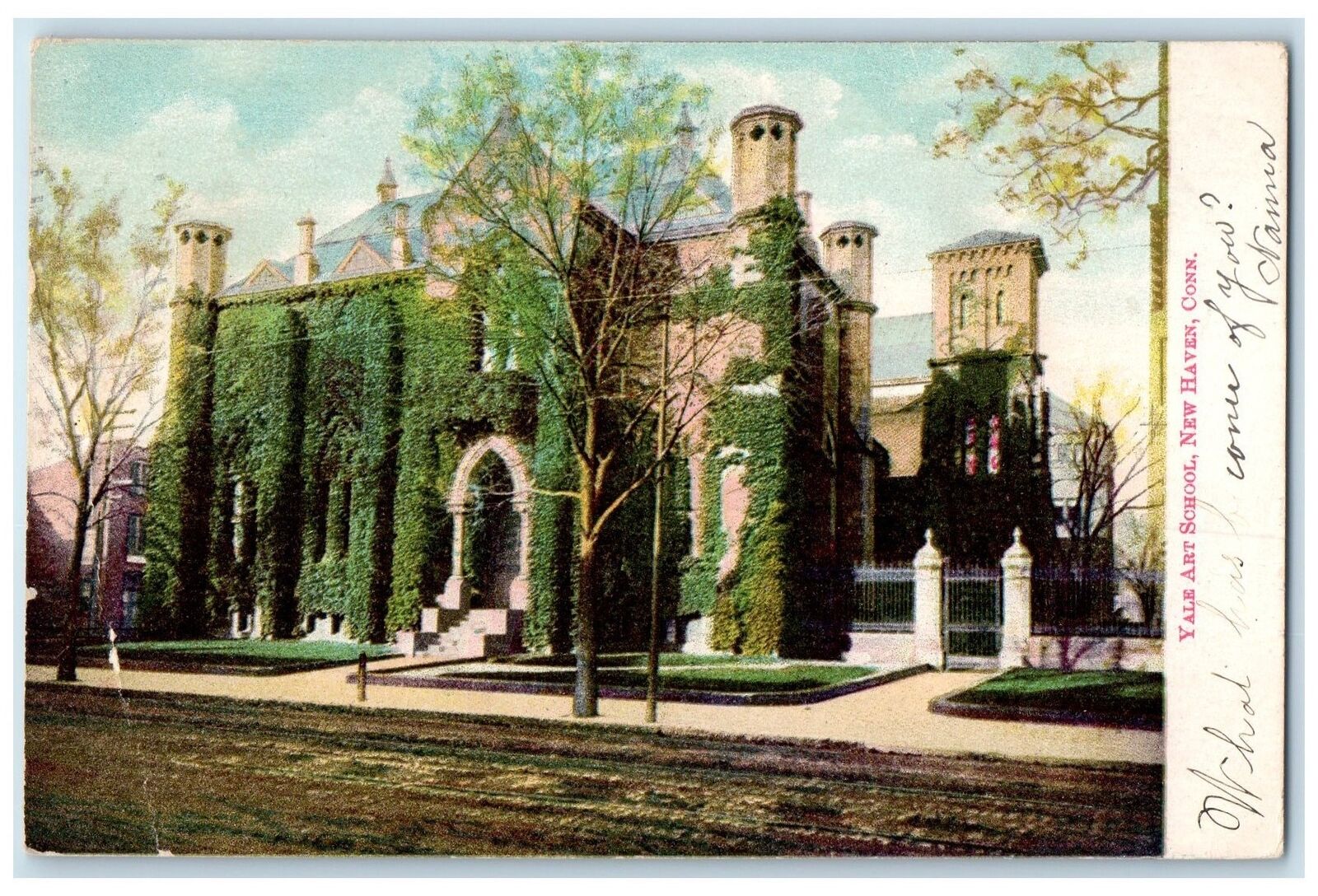1907 Yale Art School Campus Building Dirt Road New Haven Connecticut CT Postcard