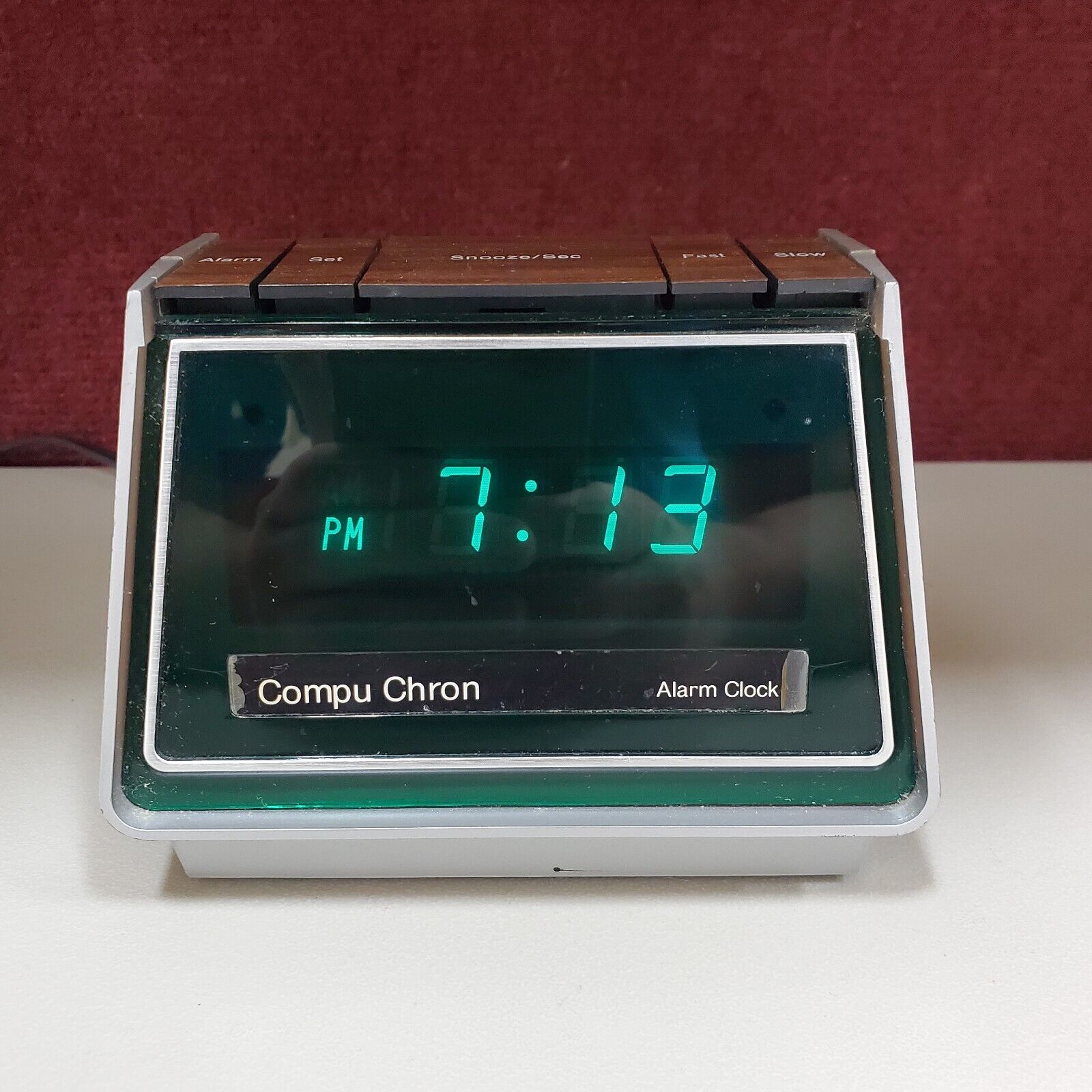 Rare Vintage Compu Chron Digital LED Space Age Green Display Alarm Clock Watch