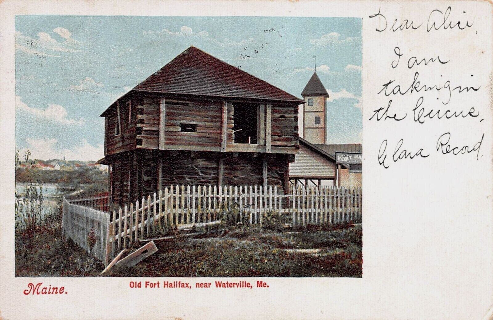 Old Fort Halifax, Near Waterville, Maine, Early Postcard, Used in 1905