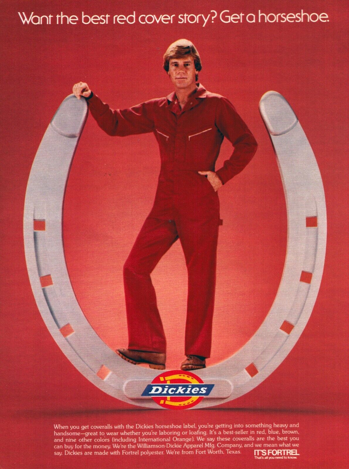 1979 Dickies Men\'s Clothes Print Ad Horseshoe Red