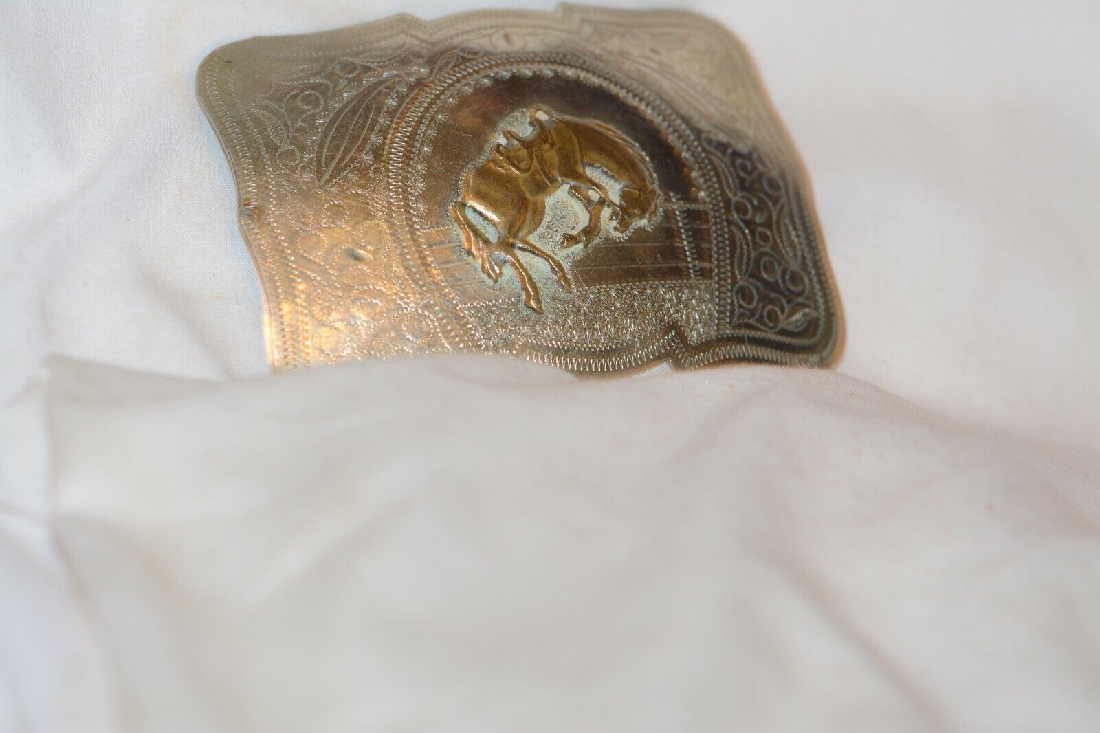 Hand Made  Belt Buckle Nickel W/Brass Horse. 