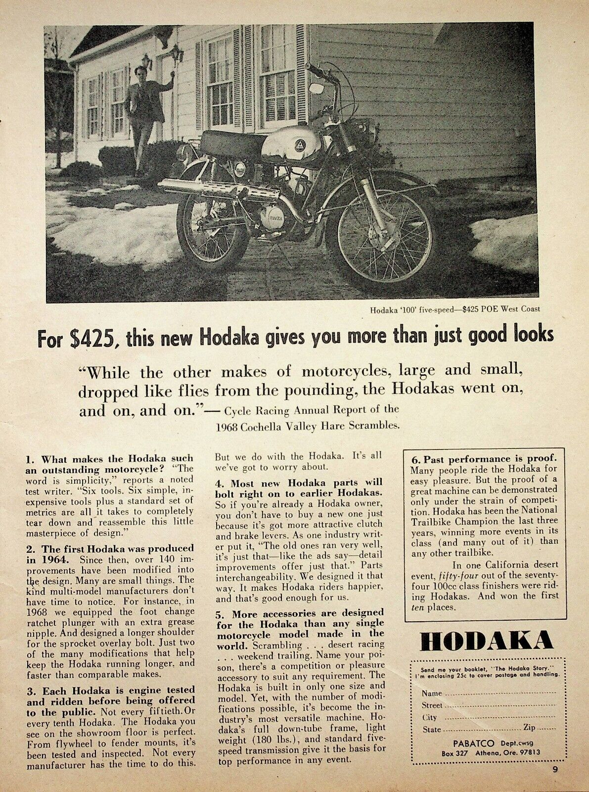 1969 Hodaka 100 - Vintage Motorcycle Ad