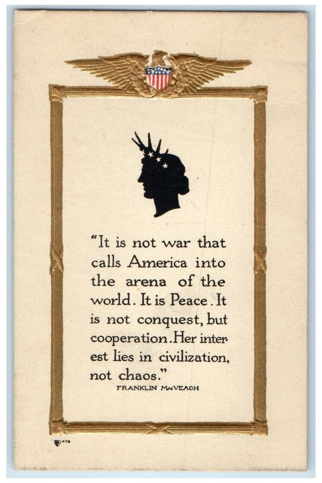 c1910\'s Patriotic Silhouette Volland Franklin McVeagh Embossed Antique Postcard