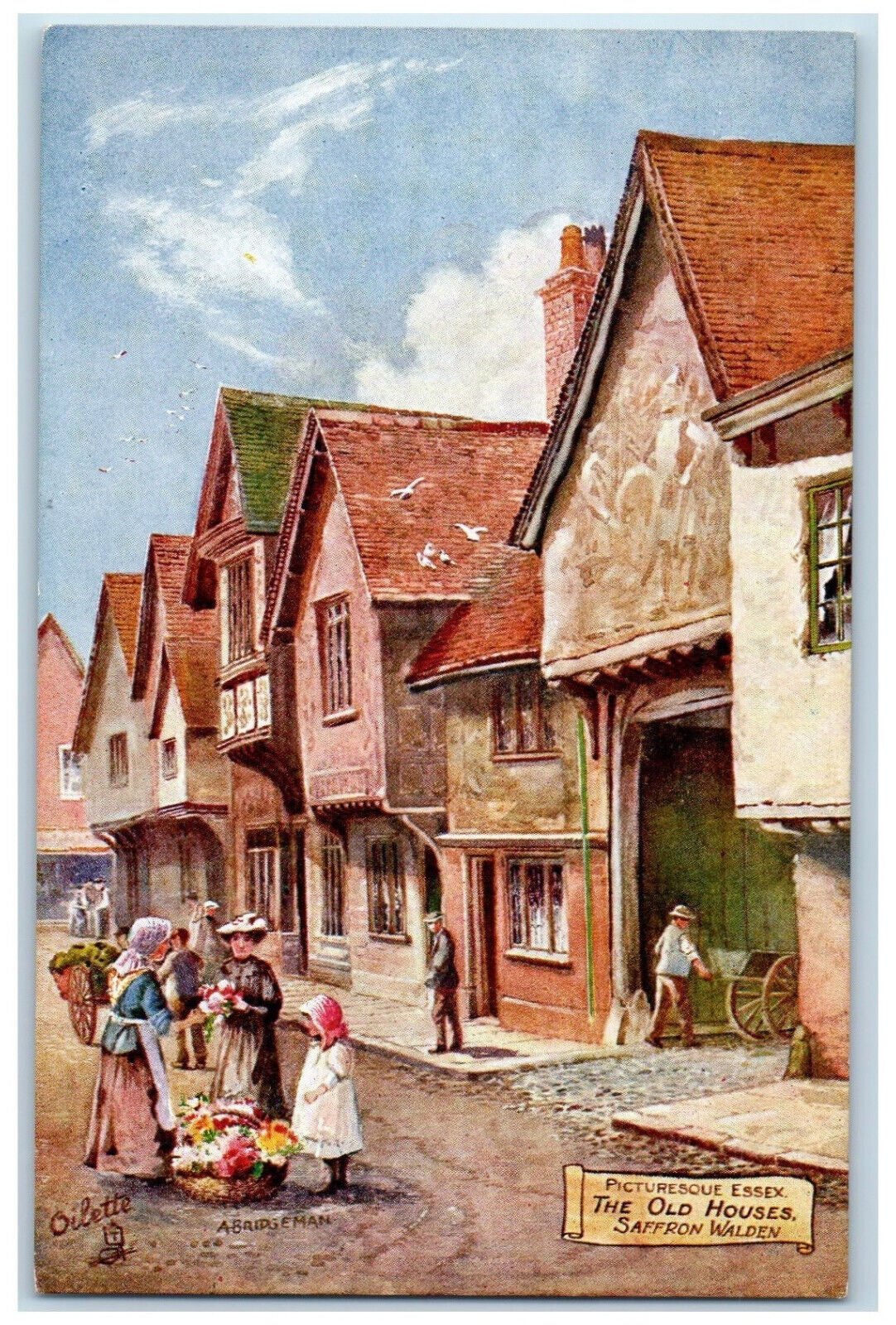 c1910 Picturesque Essex The Old Houses Saffron Walden Oilette Tuck Art Postcard